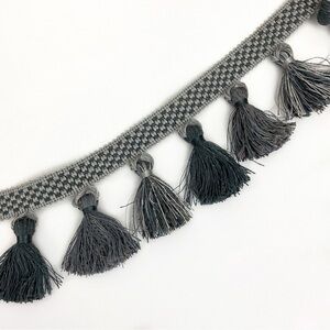 Monochromatic gray tassel fringe home decorators trim 5 yds sewing crafting